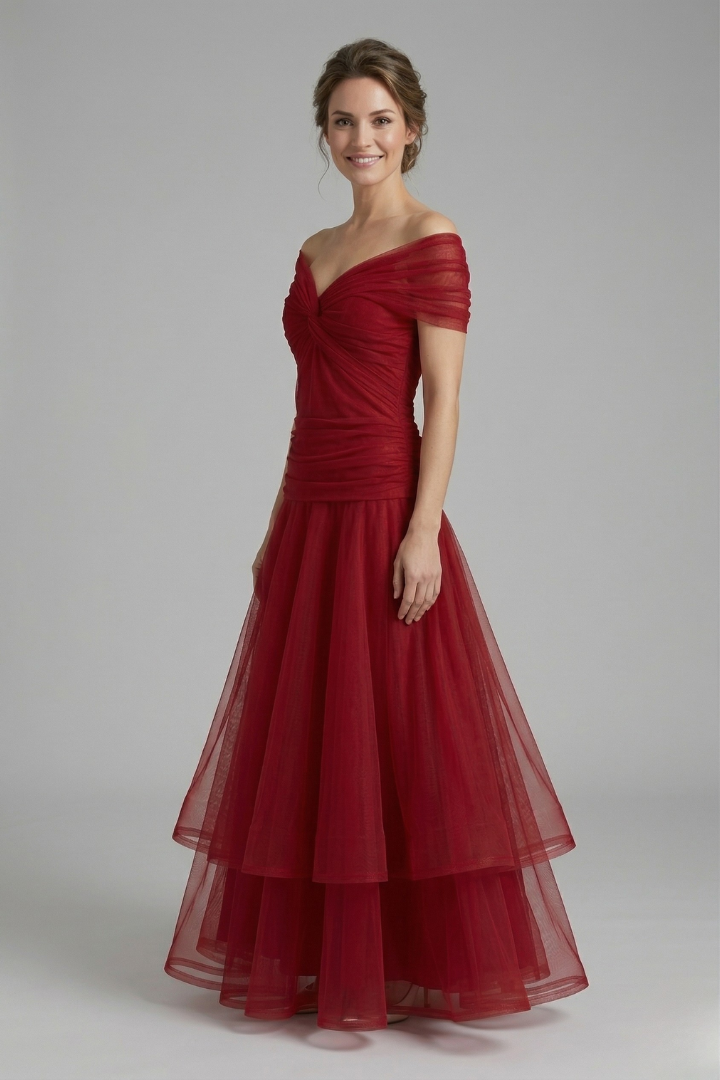 Women’s Dress with V Neck and Draped Bodice