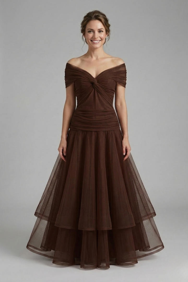 Women’s Dress with V Neck and Draped Bodice