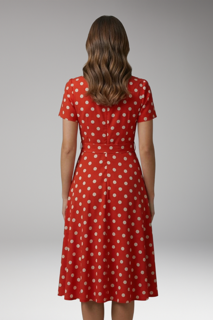 Women’s Dress with V Neckline and Short Sleeves