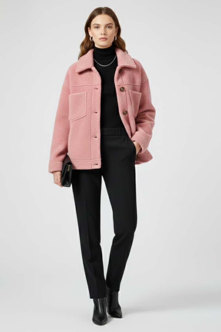 Women’s Fleece Jacket with Buttons and Generous Pockets