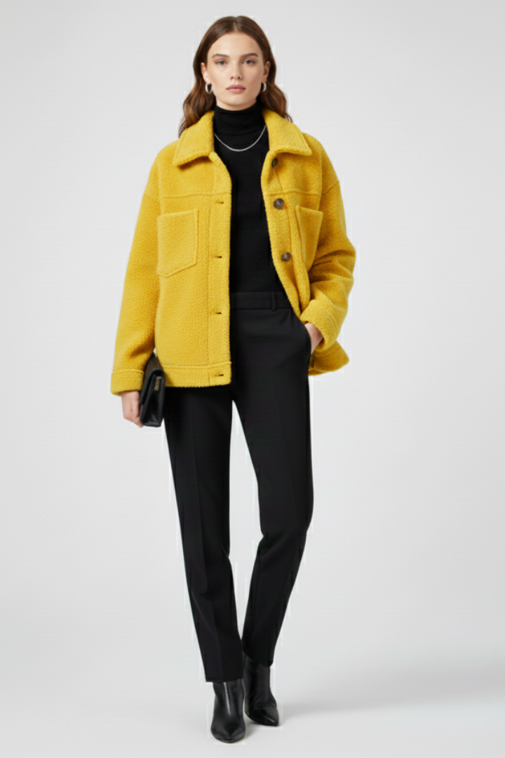 Women’s Fleece Jacket with Buttons and Generous Pockets