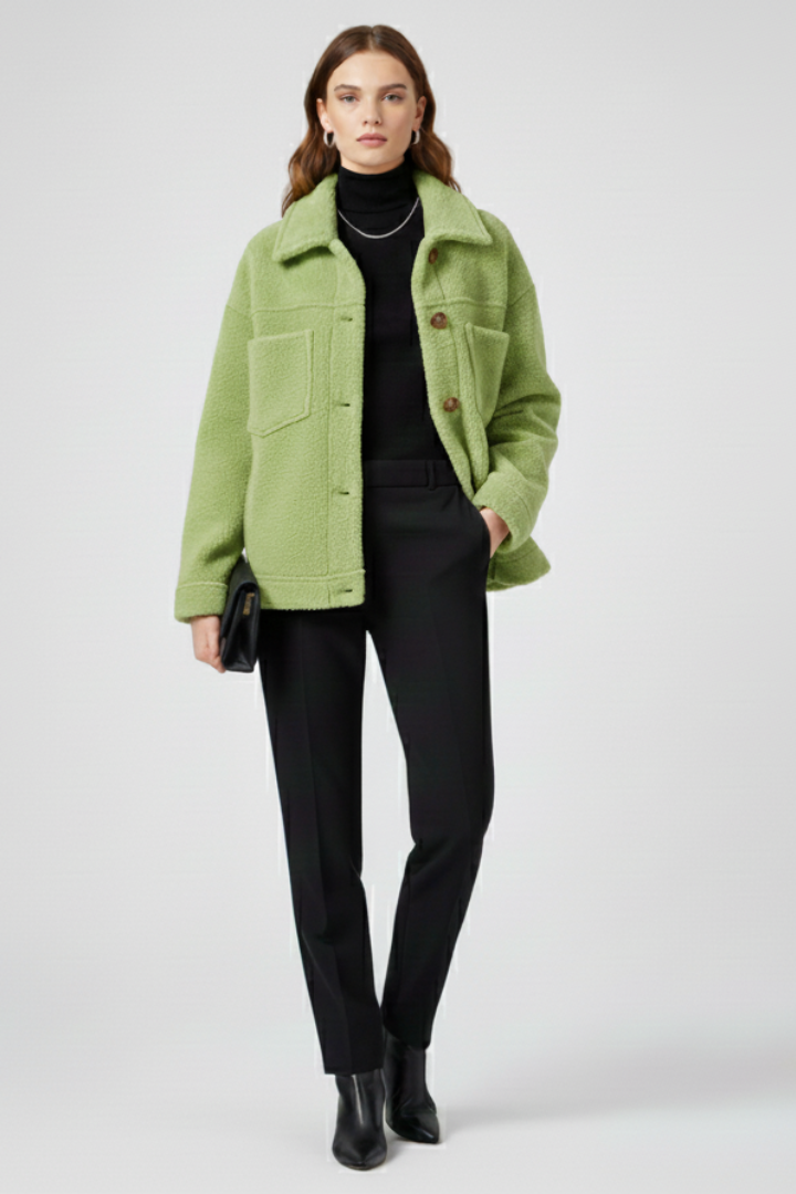 Women’s Fleece Jacket with Buttons and Generous Pockets