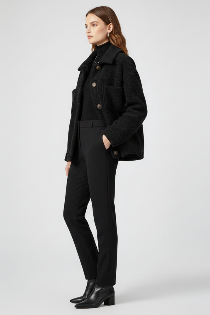 Women’s Fleece Jacket with Buttons and Generous Pockets