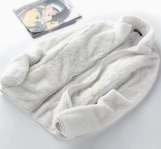 Women's Fleece Jacket with Stand-Up Collar and Zip