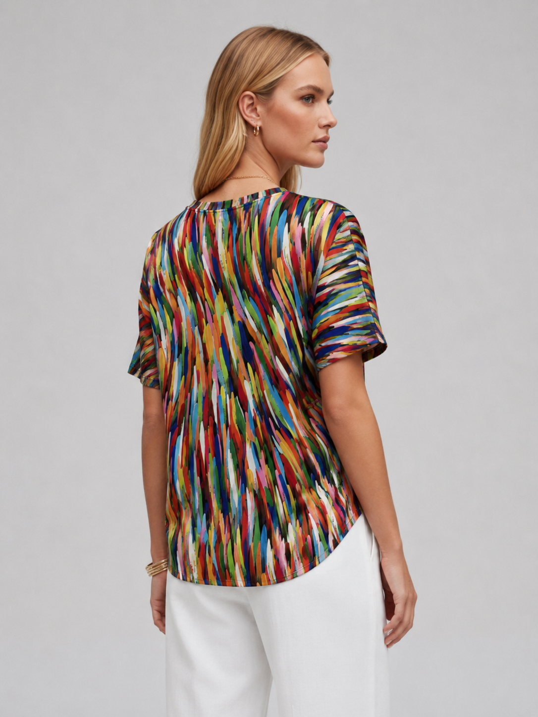 Women's Printed Short Sleeve Blouse