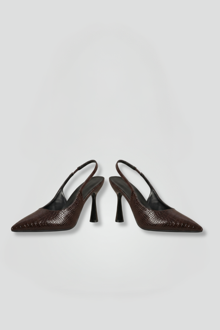 Women's High Heel Leather Sandals with Pointed Toe and Slip-On