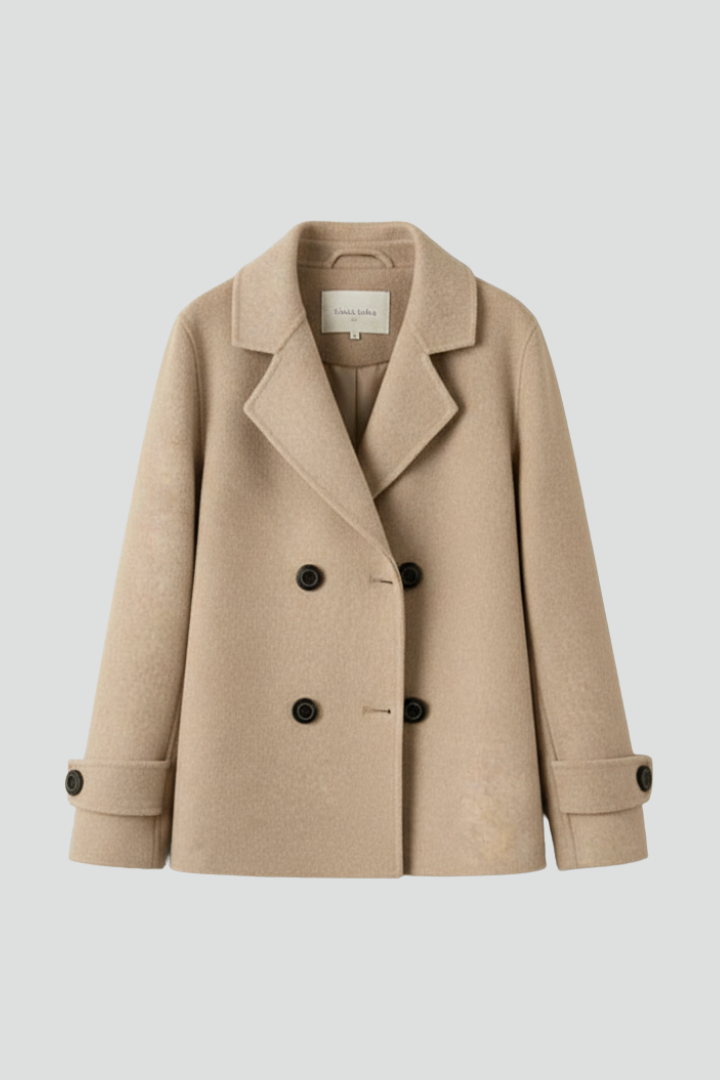 Women’s Coat with Notched Collar and Button Fastening