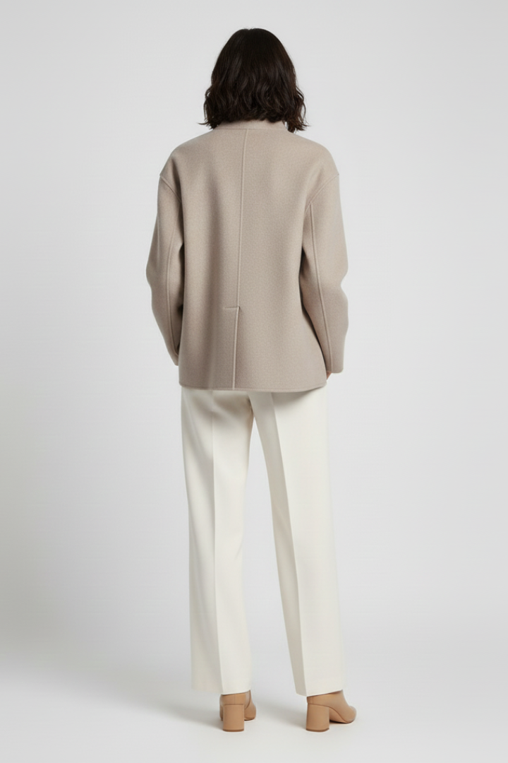 Women’s Jacket with Stand Collar and Button Closure