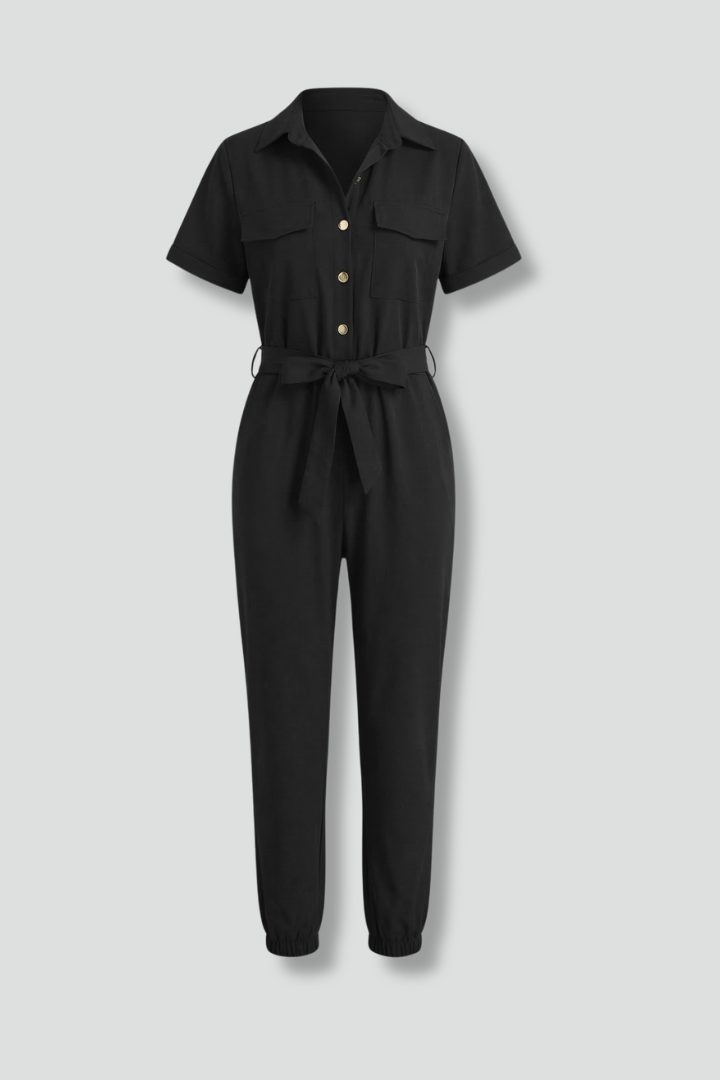 Women’s Jumpsuit with Collar Neckline and Button Fastening