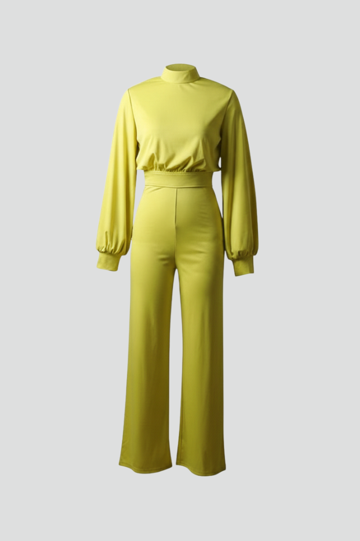 Women’s Jumpsuit with Half Collar and Wide Legs