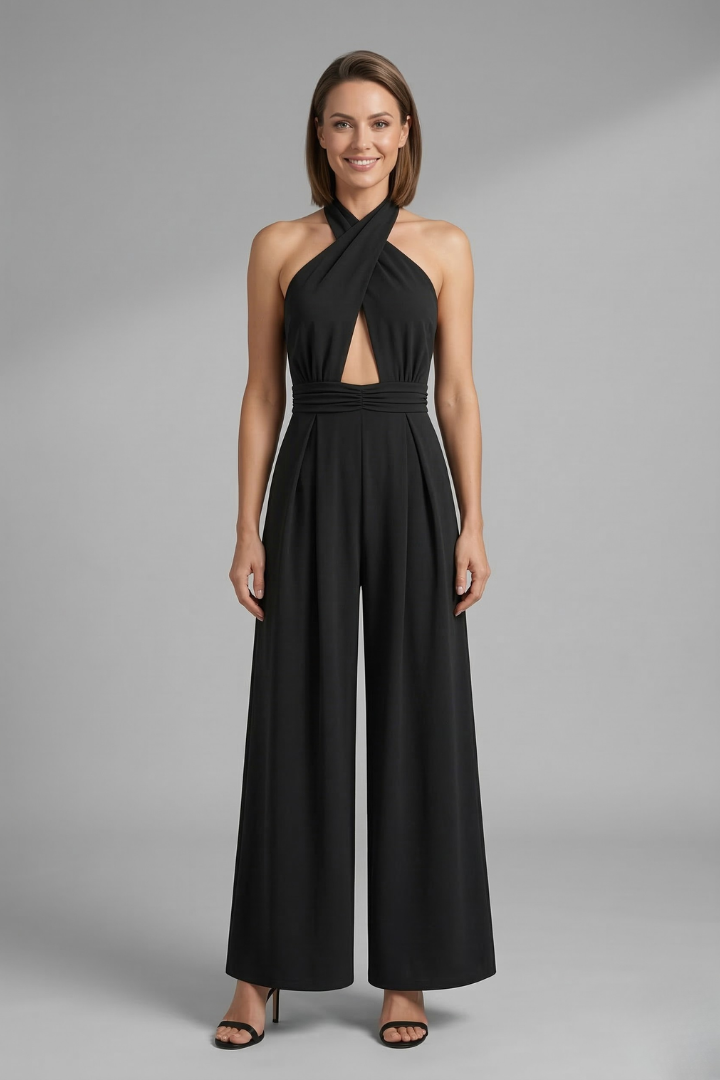 Women’s Jumpsuit with Halter Neck and Cut-Out Detail