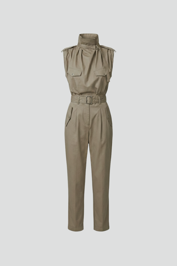Women’s Jumpsuit with High Neck and Sleeveless Cut