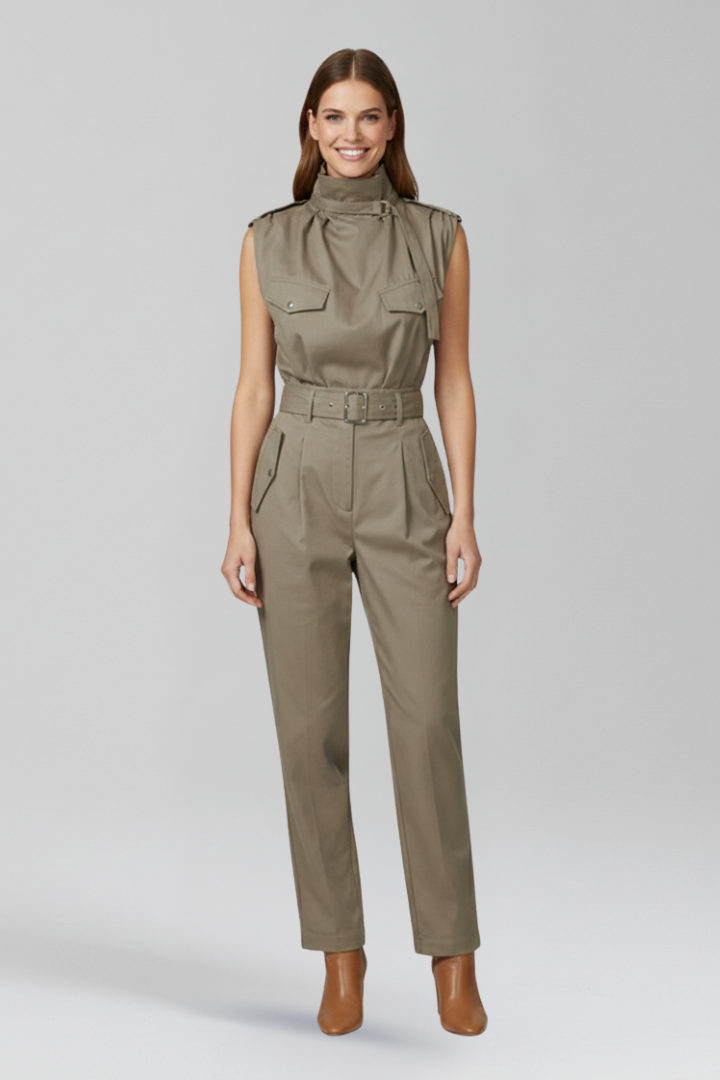 Women’s Jumpsuit with High Neck and Sleeveless Cut