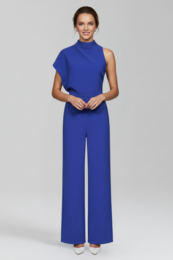 Women’s Jumpsuit with High Neckline and Wide Legs