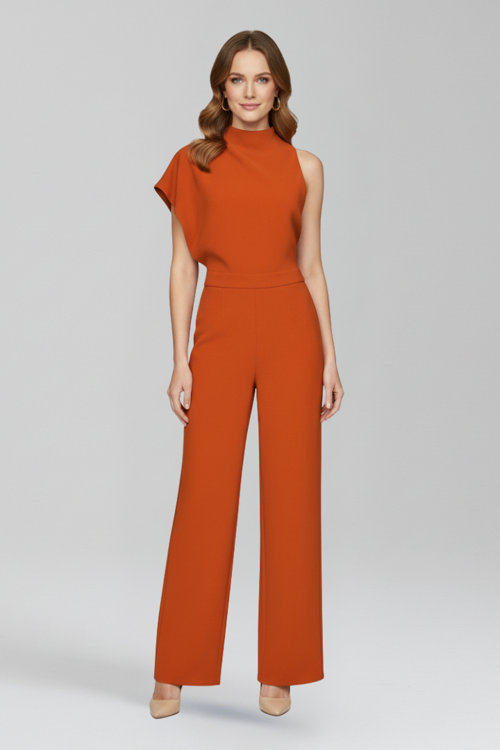 Women’s Jumpsuit with High Neckline and Wide Legs