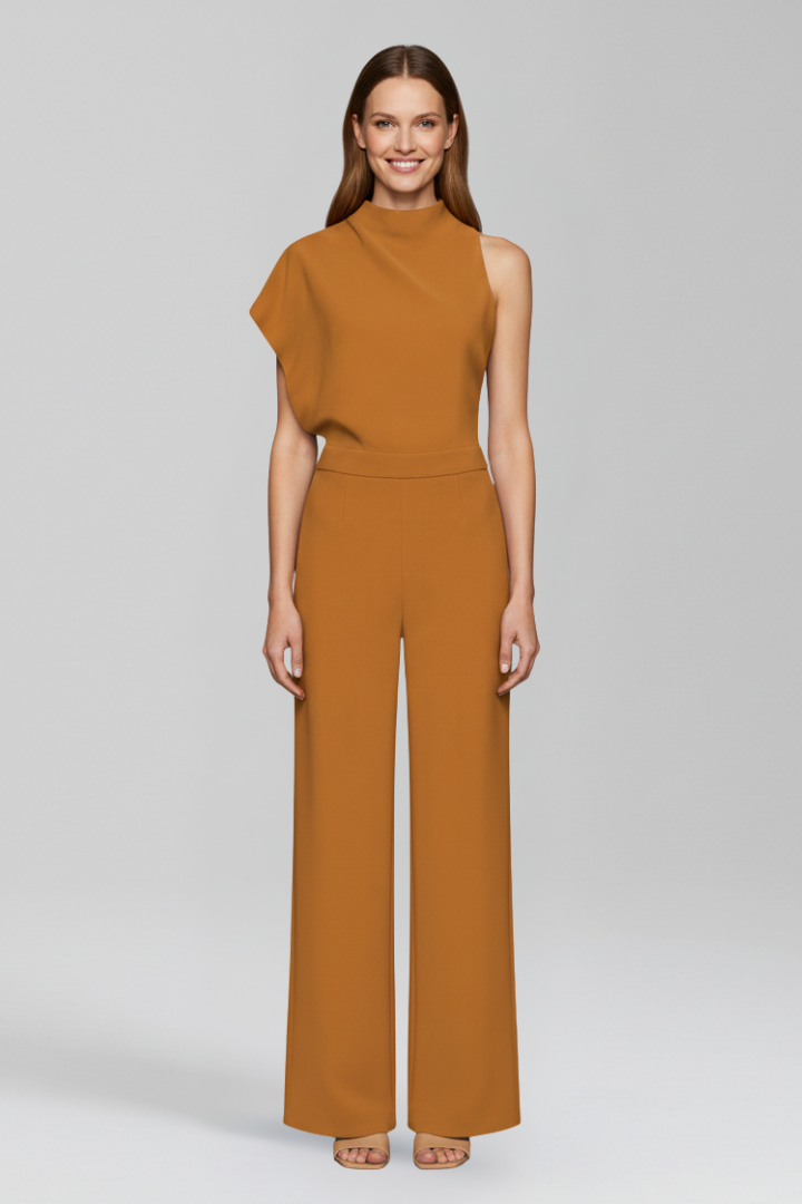 Women’s Jumpsuit with High Neckline and Wide Legs