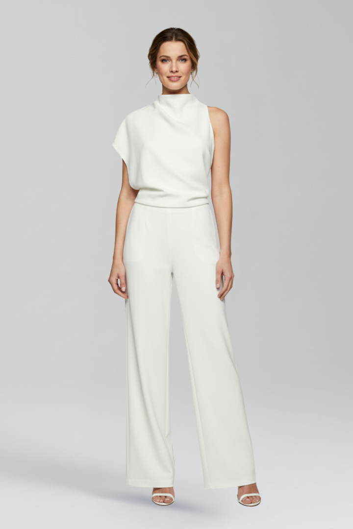 Women’s Jumpsuit with High Neckline and Wide Legs