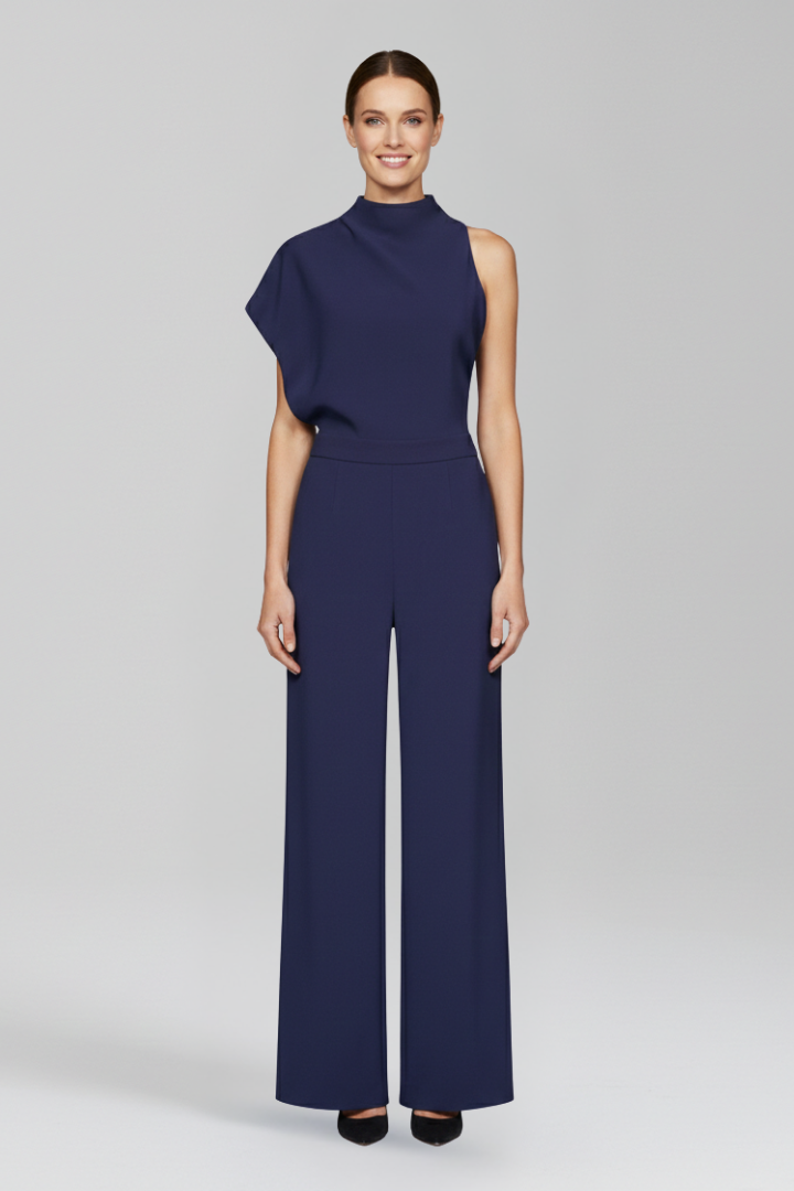 Women’s Jumpsuit with High Neckline and Wide Legs