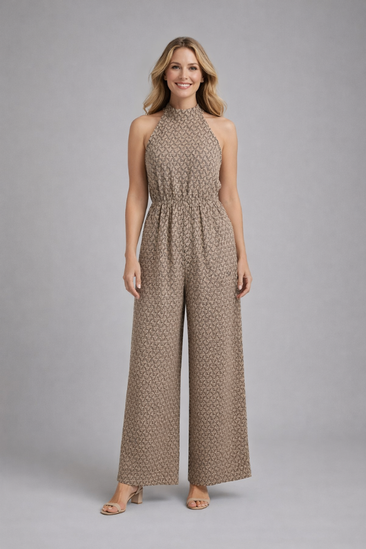 Women’s Jumpsuit with High Neckline and Wide Legs