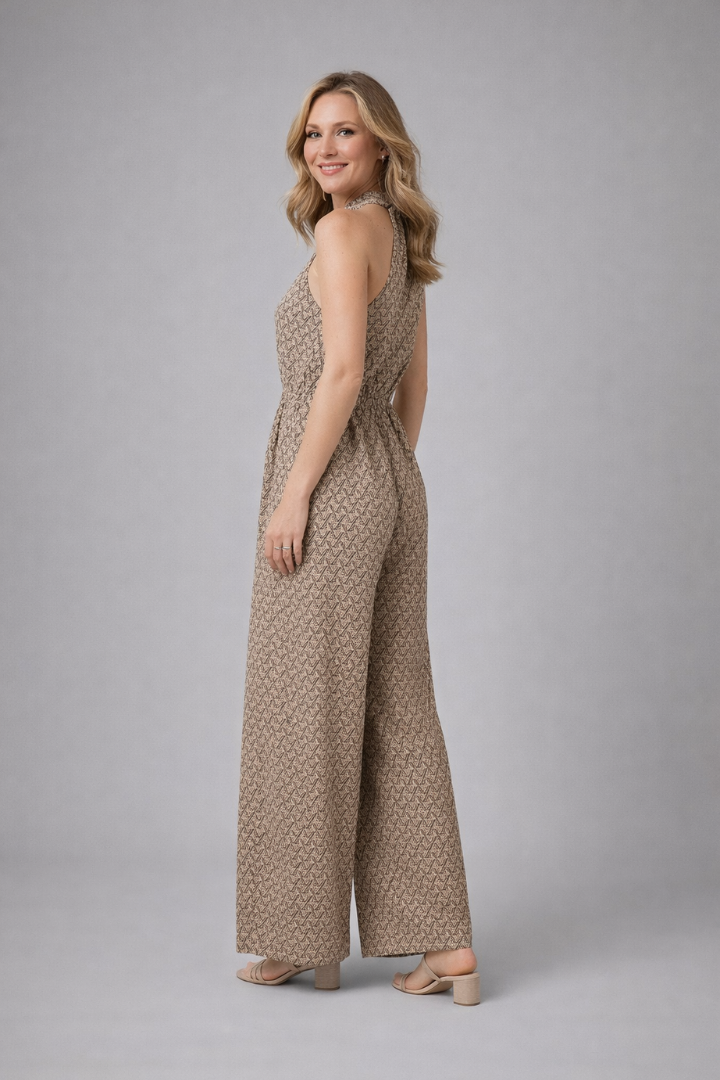 Women’s Jumpsuit with High Neckline and Wide Legs