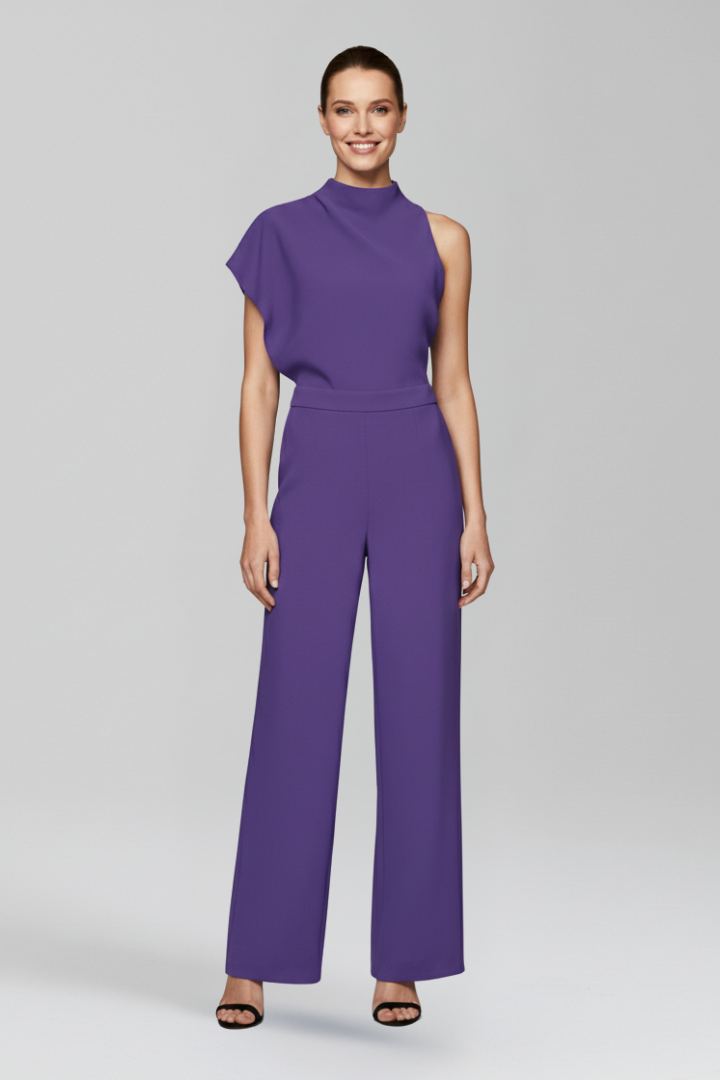 Women’s Jumpsuit with High Neckline and Wide Legs