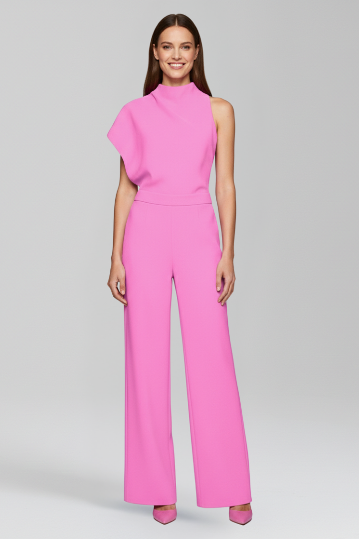 Women’s Jumpsuit with High Neckline and Wide Legs