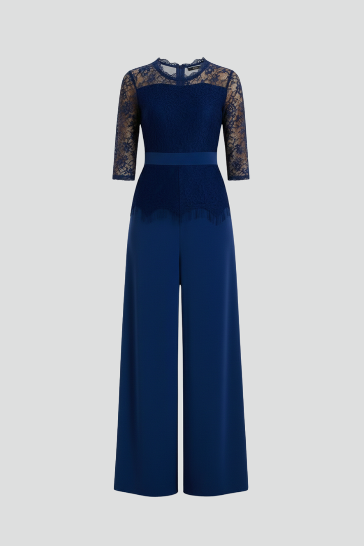 Women’s Jumpsuit with Lace Sleeves and Wide Legs