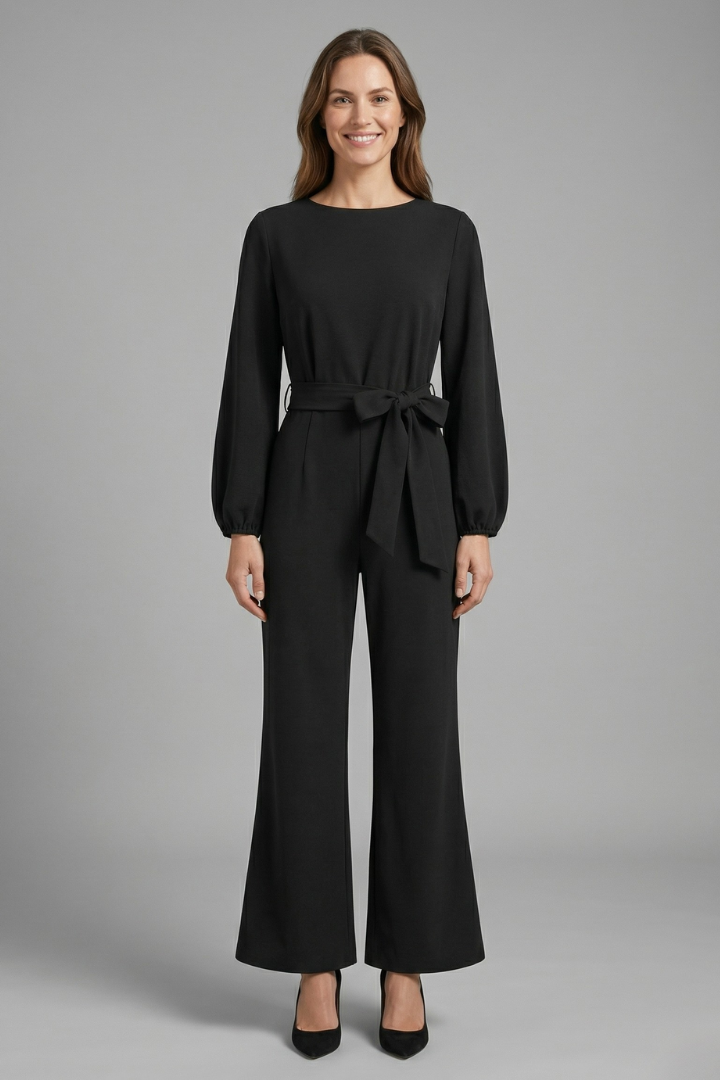 Women’s Jumpsuit with Long Sleeves and Tie Waist