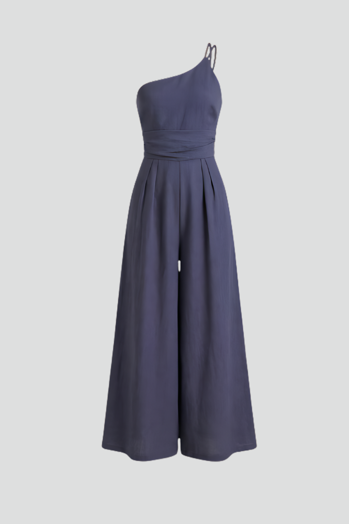 Women’s Jumpsuit with One-Shoulder Neckline and Wide Legs