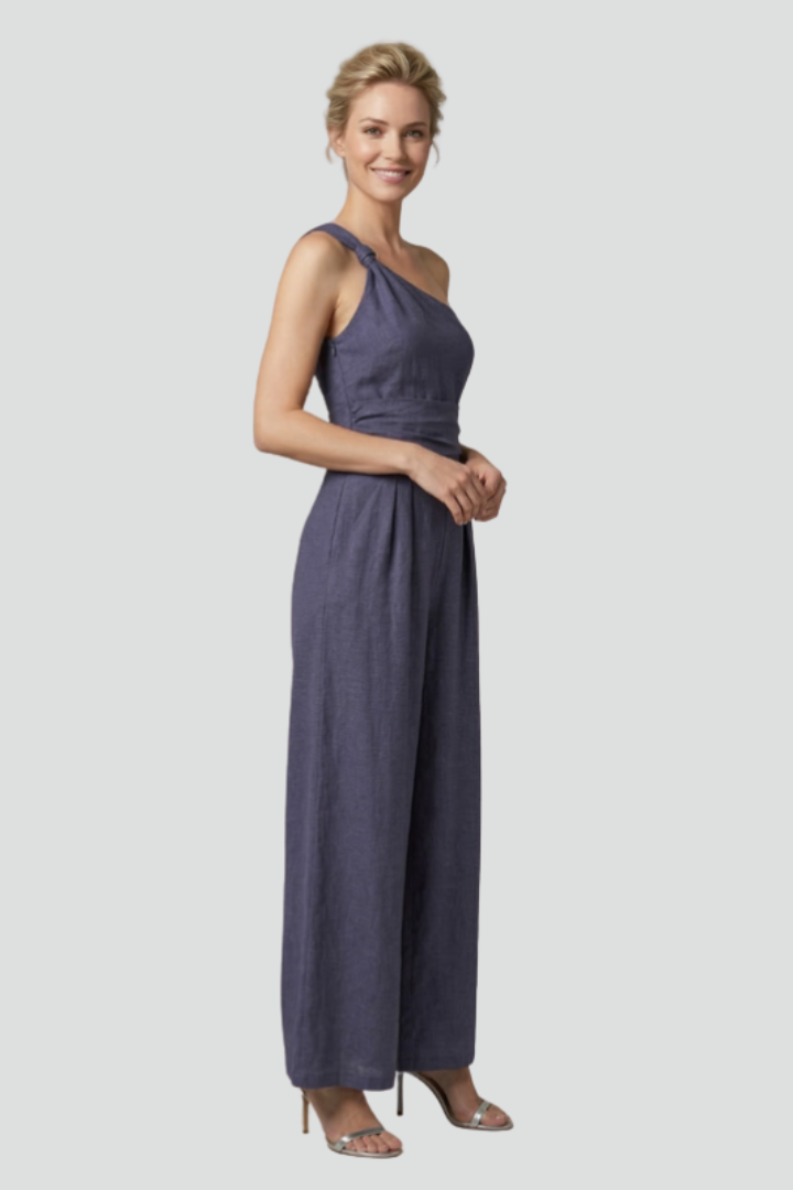 Women’s Jumpsuit with One-Shoulder Neckline and Wide Legs