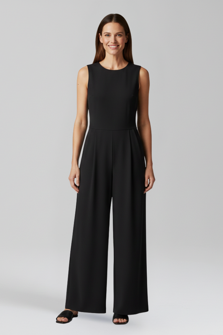 Women’s Jumpsuit with Round Neck and Long Sleeves