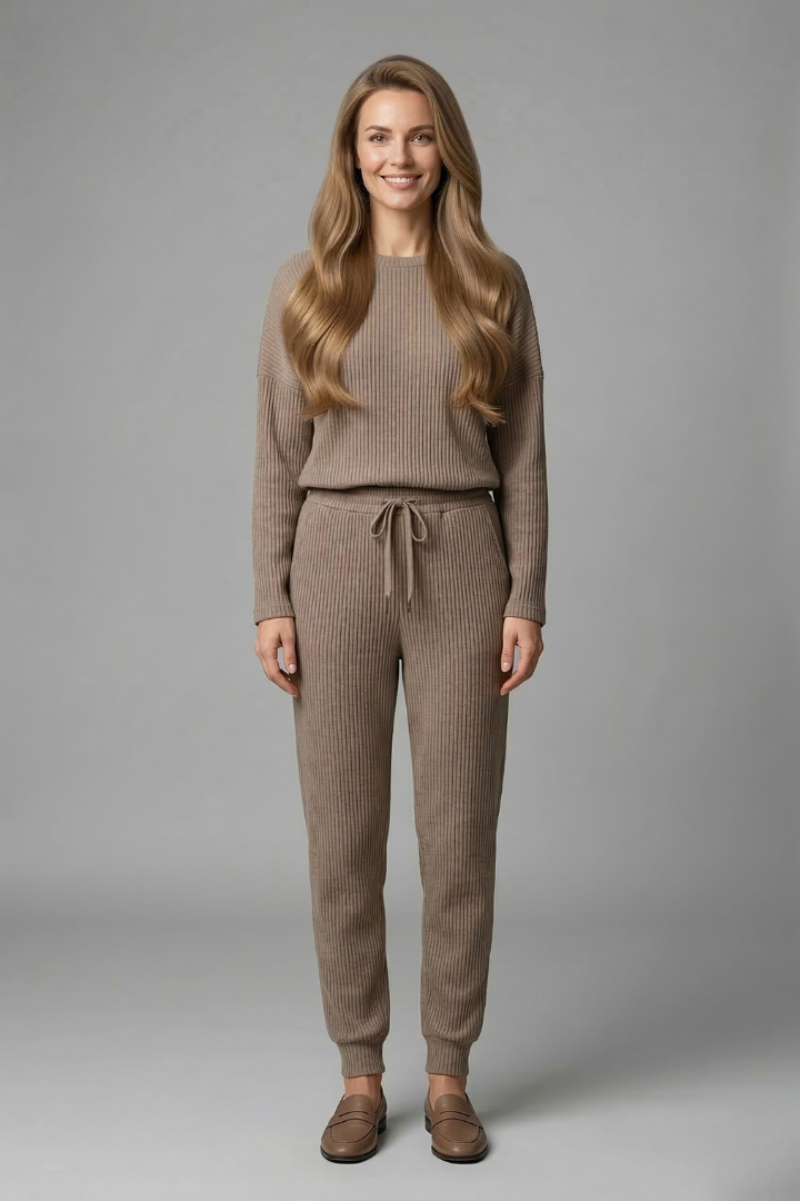 Women’s Jumpsuit with Round Neckline and Elastic Waist