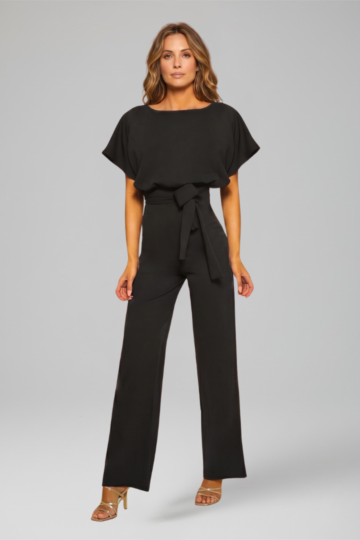 Women’s Jumpsuit with Round Neckline and Wide Legs