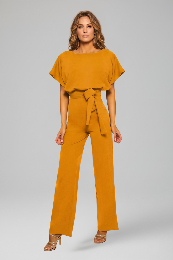 Women’s Jumpsuit with Round Neckline and Wide Legs
