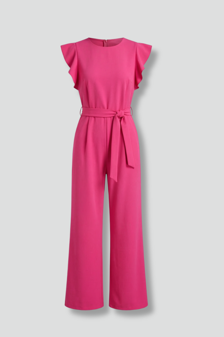 Women’s Jumpsuit with Round Neckline and Wide Legs