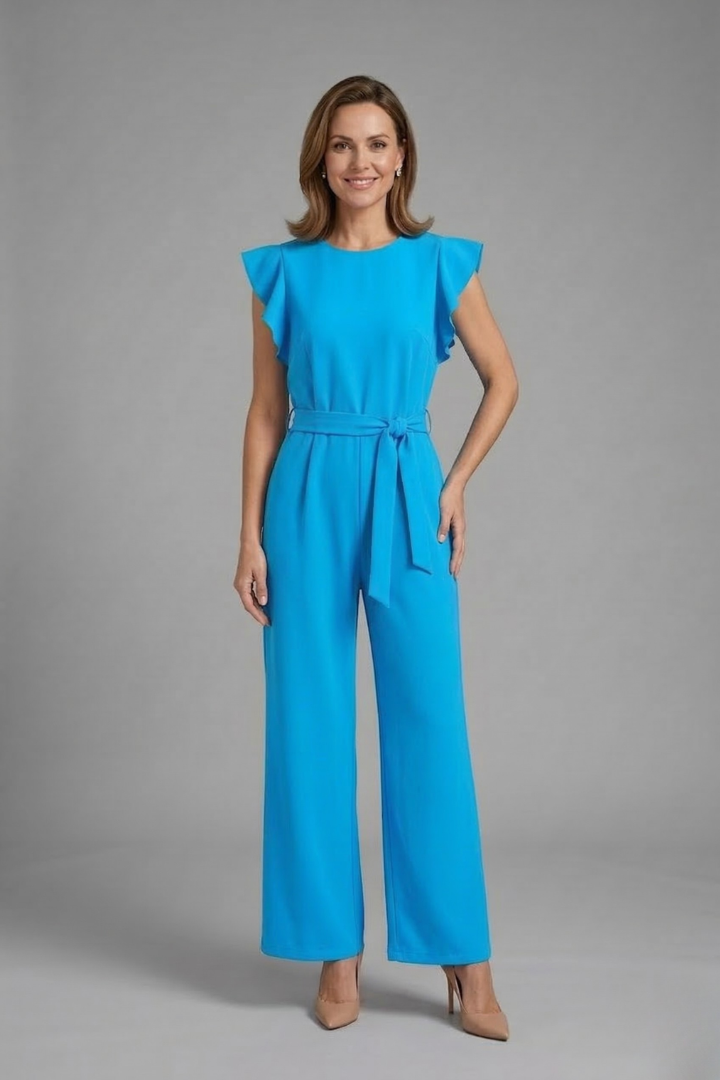 Women’s Jumpsuit with Round Neckline and Wide Legs