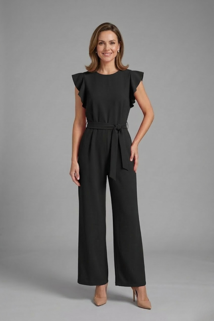 Women’s Jumpsuit with Round Neckline and Wide Legs