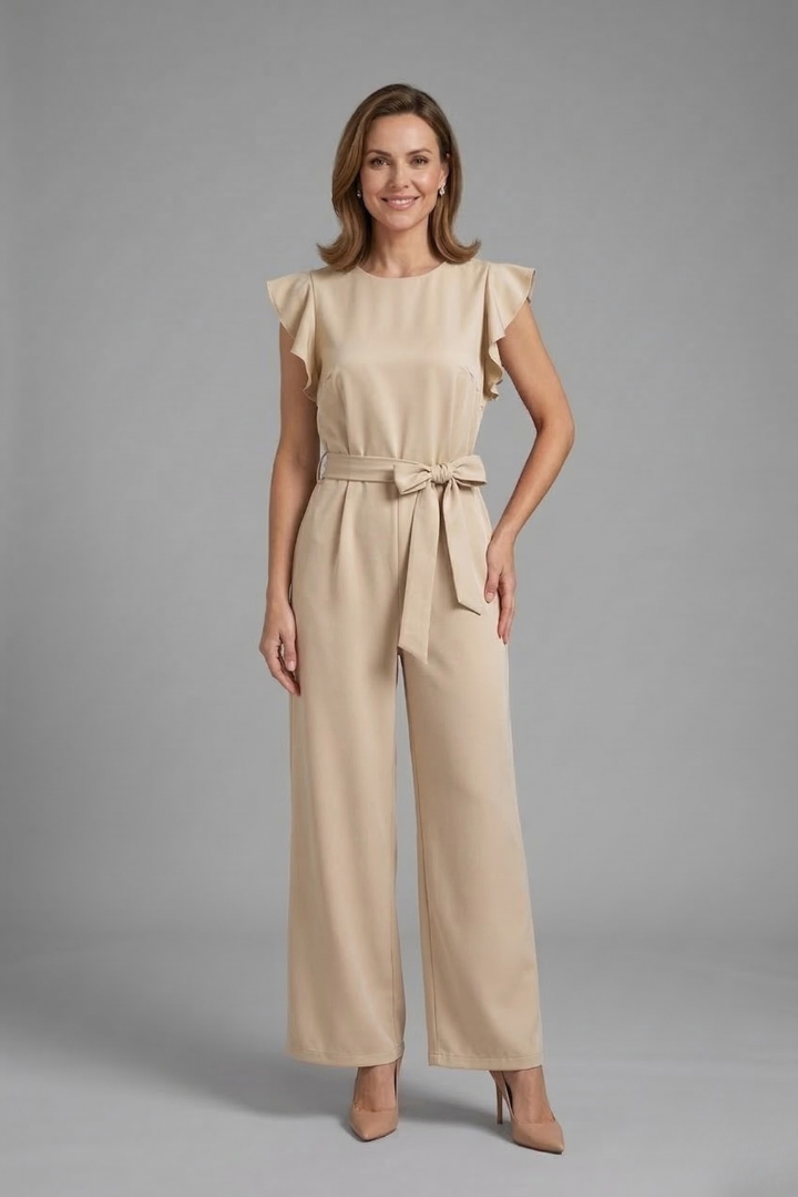 Women’s Jumpsuit with Round Neckline and Wide Legs