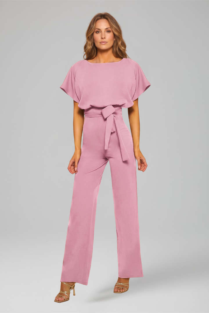 Women’s Jumpsuit with Round Neckline and Wide Legs