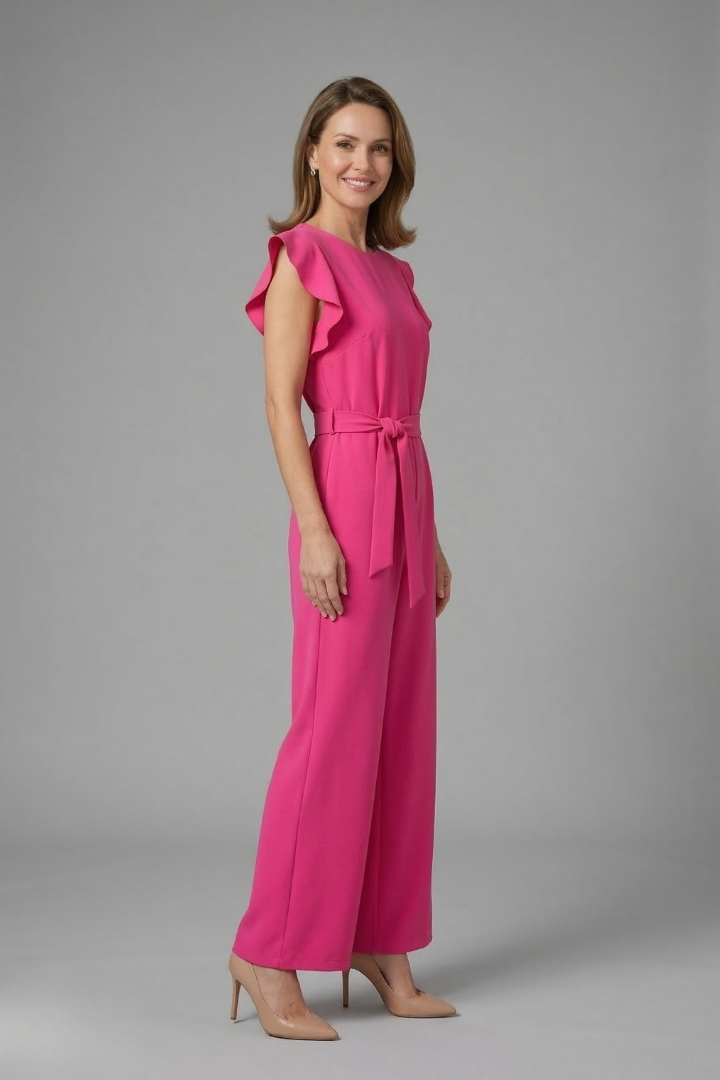 Women’s Jumpsuit with Round Neckline and Wide Legs