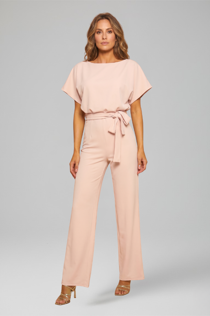 Women’s Jumpsuit with Round Neckline and Wide Legs