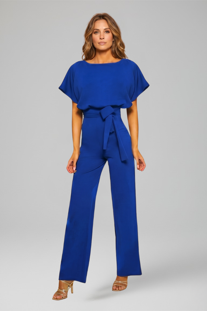 Women’s Jumpsuit with Round Neckline and Wide Legs