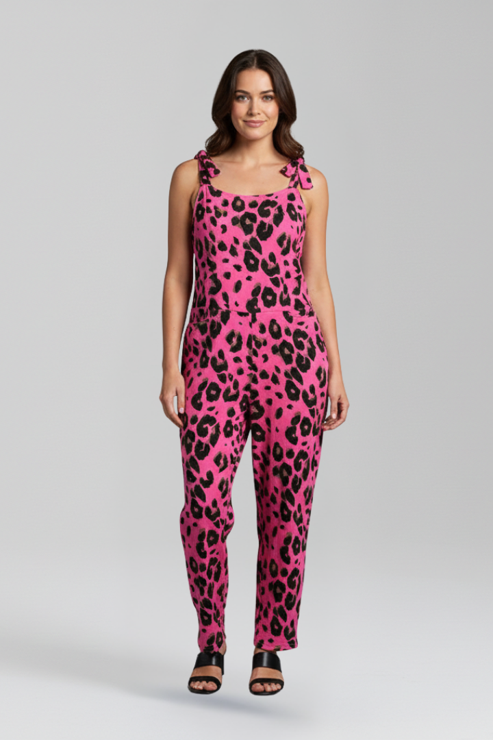 Women’s Jumpsuit with Scoop Neckline and Printed Surface