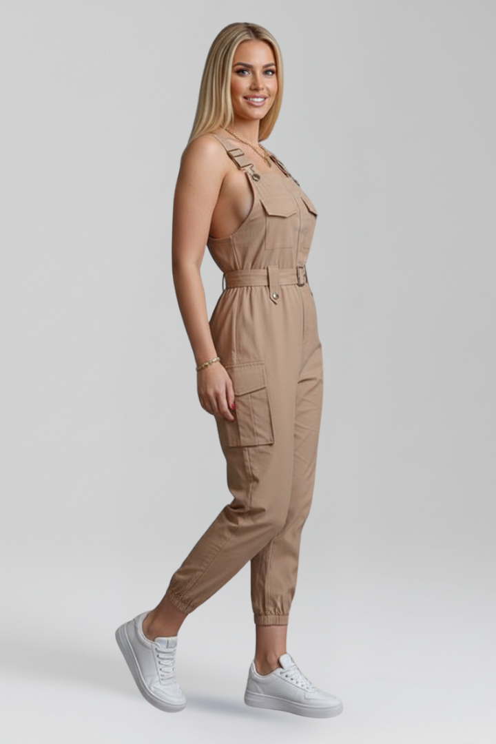 Women’s Jumpsuit with Square Neckline and Adjustable Straps