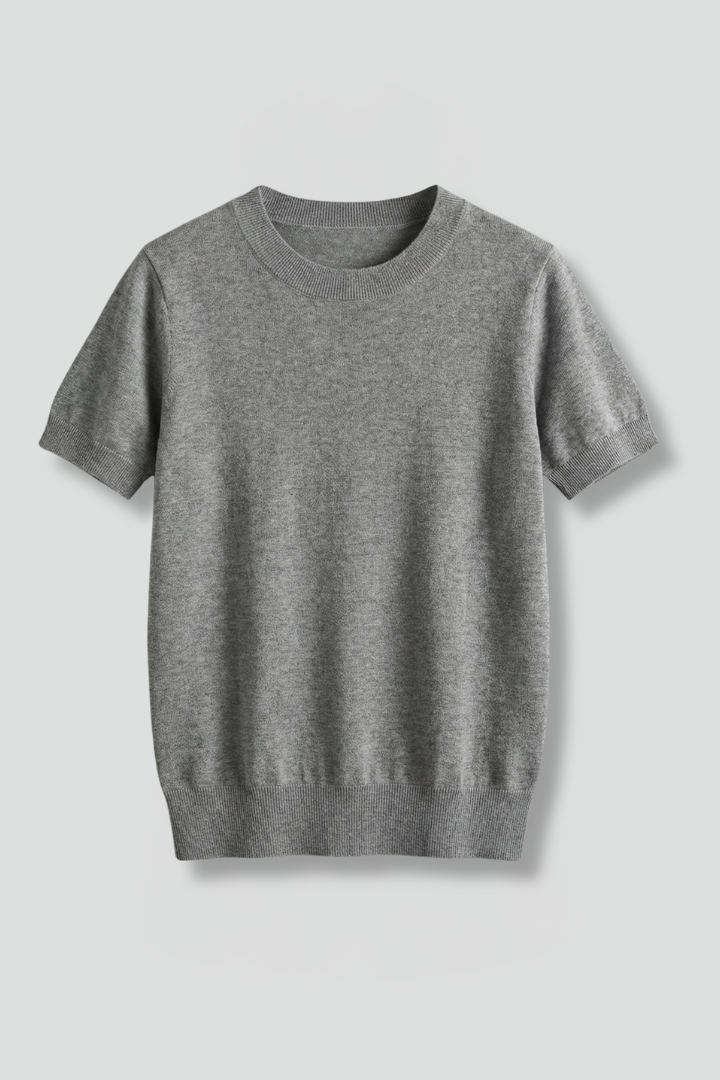 Women’s Knit Top with Crew Neck and Ribbed Hem