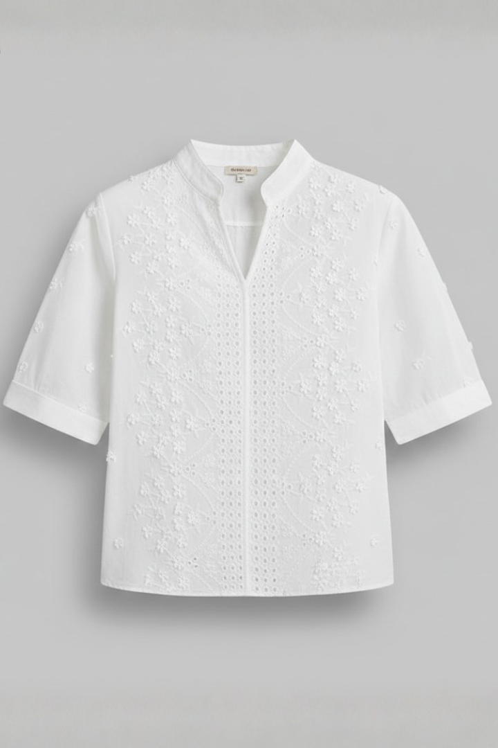 Women’s Lace Blouse with Embroidered Front and Half Sleeves