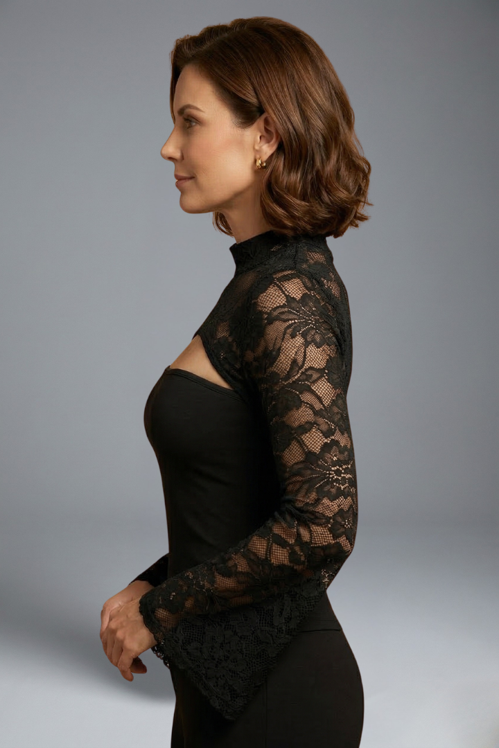 Women’s Lace Top with Cut Out and Wide Sleeves