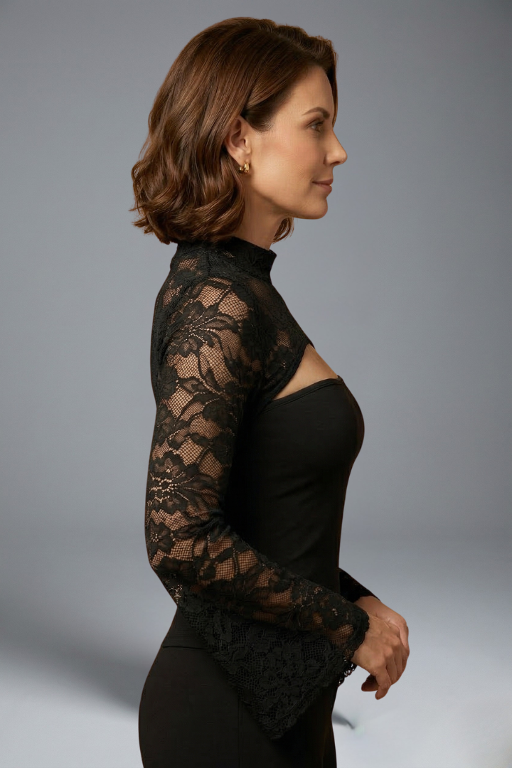 Women’s Lace Top with Cut Out and Wide Sleeves