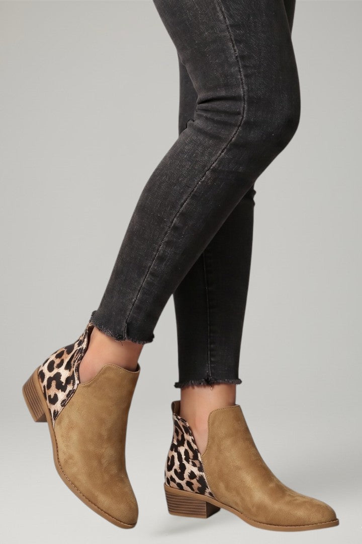 Women's Leather Boots with Side Zipper and Low Heel