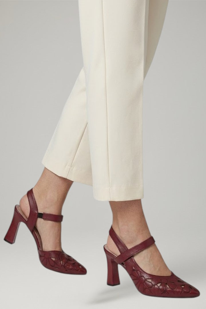 Women's Leather Heels with Buckle Fastening and Cushioned Sole